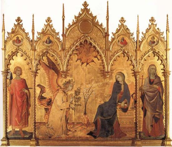 Simone Martini The Annunciation with SS.Ansanus and Margaret and Four Prophets Spain oil painting art